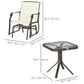 3 Piece Patio Glider Set Outdoor Gliders with Breathable Mesh Seat, Glass Top Table for Garden, Yard, Blue