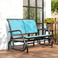 Outdoor Glider Bench, 2 Person Patio Glider Chair, Gliding Outdoor Garden Loveseat Swing Bench with Breathable Mesh Fabric, Steel Frame for Backyard, Porch, Blue