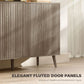 Buffet Cabinet with Storage, Modern Fluted Sideboard with Adjustable Shelves for Dining Room Living Room, Light Grey