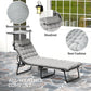 Folding Lounge Chair with Adjustable Canopy, 4-Position Outdoor Tanning Chair with Headrest, Light Grey