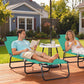 Outdoor Folding Lounge Chair, Steel Tanning Chair with Reclining Back, Breathable Mesh for Beach, Yard, Patio, Green