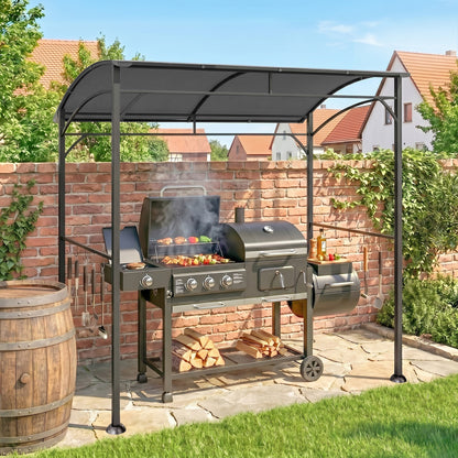 7' x 5' Charcoal Grey Steel BBQ Grill Gazebo with Hooks
