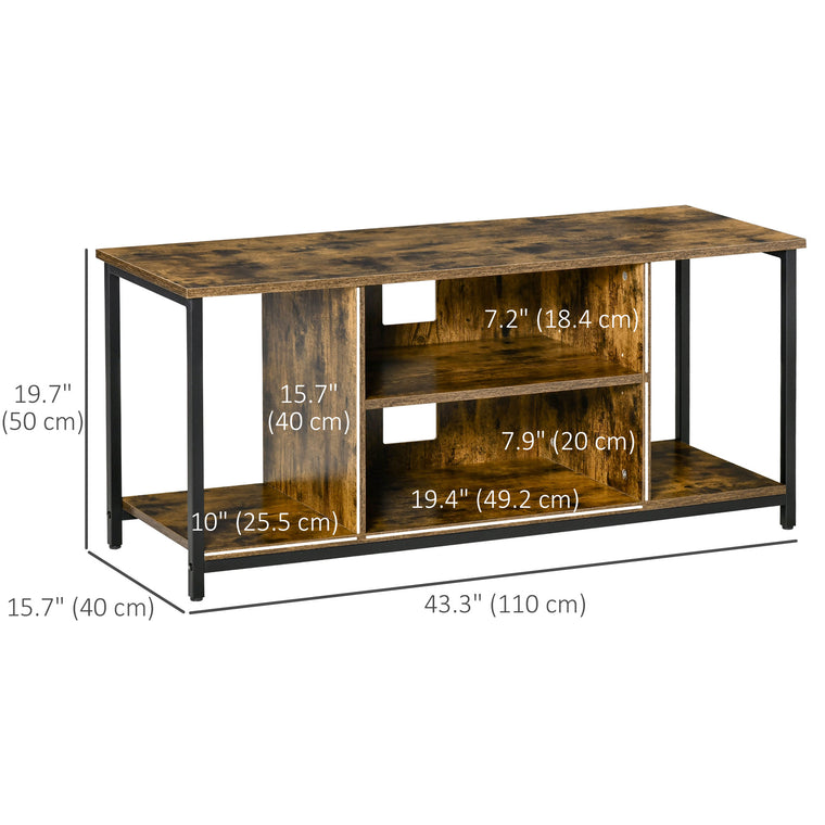 TV Stand for 55" TVs with Open Shelves - Rustic Brown