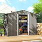 8' x 6' Outdoor Storage Shed, Metal Garden Tool Storage House with Lockable Sliding Doors and Vents for Backyard Patio Lawn, Light Grey