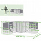 Chicken Coop with Run, L-Shaped Wooden Chicken House with 2 Houses, Outdoor Hen House with Waterproof Roof and Ramps