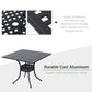 36" Patio Dining Table, Outdoor Bistro Table with 2" Umbrella Hole, Cast Aluminum Frame, For Garden, Balcony, Black