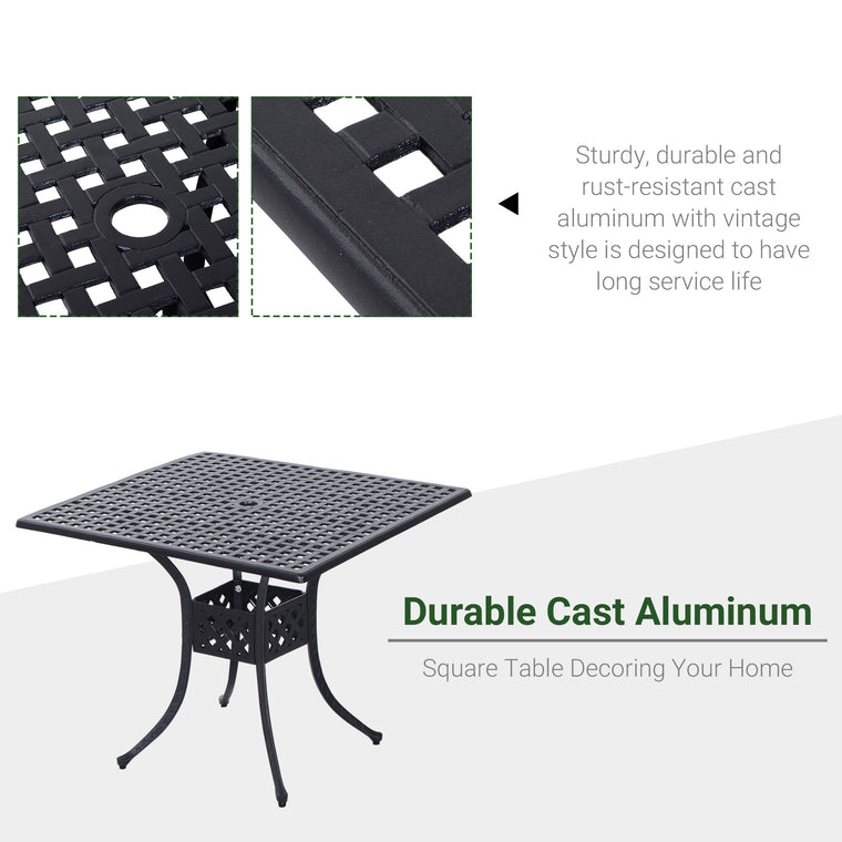 Black 36" Cast Aluminum Bistro Table with Umbrella Hole