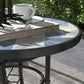 23.6" Round Patio Table, Outdoor Side Table with Glass Printed Top, Multicolour