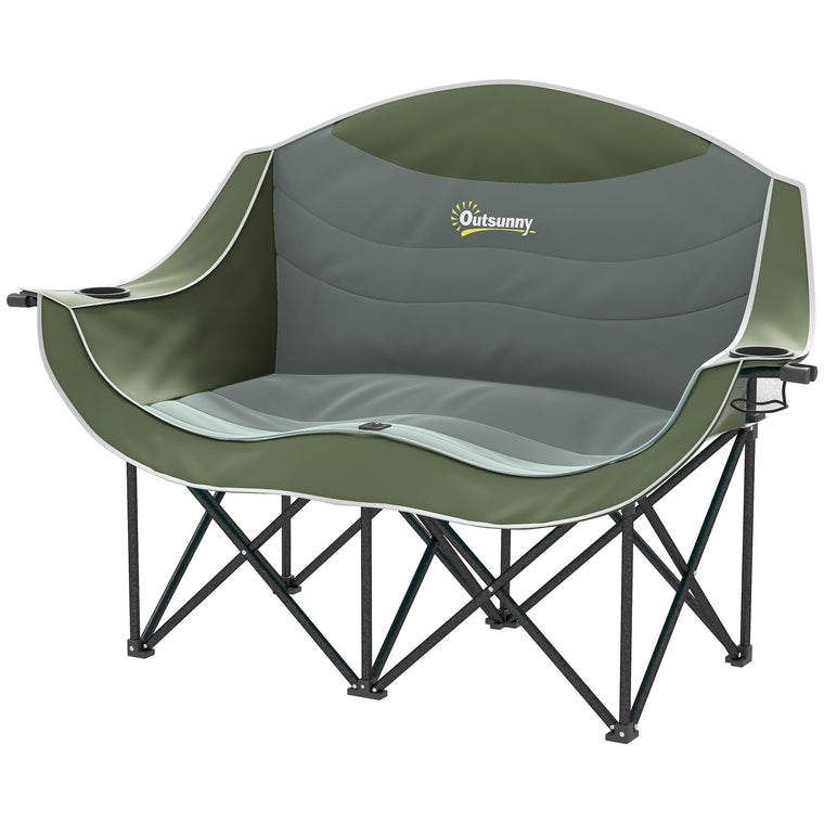 Double Camping Chair with Cup Holders, 551 lbs Capacity
