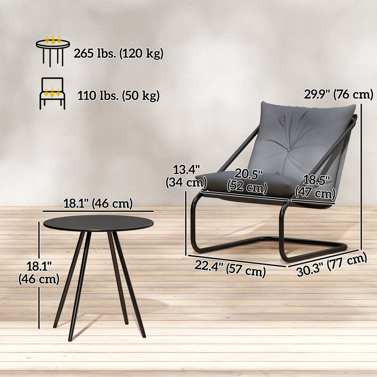 3-Piece Bistro Set with C-Spring Chairs and Round Table