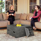 Fire Pit with Fire Poker, Wood Burning Firepit for Outside with Mesh Lid, Magnesium Oxide Stone Texture, Charcoal Grey