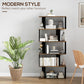 5-Tier Bookshelf, Geometric S-Shaped Bookcase, Tall Narrow Display Shelf for Living Room, Study Room, Rustic Brown