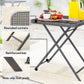 27.5" Square Outdoor Patio Table, Outdoor Folding Table with Grid Rattan-Like Top for Camping, Picnic, Black