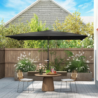 6.4' x 9.7' Black Rectangular Patio Umbrella with Tilt & Crank