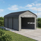 Metal Carport, Heavy Duty Garage Car Shelter with Galvanized Metal Roof and Removable Sidewalls, Light Grey
