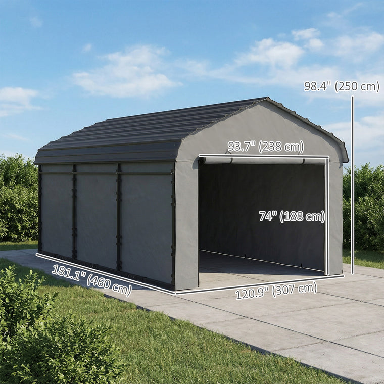 Heavy Duty Metal Carport with Galvanized Roof & Sidewalls