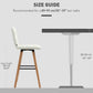 Modern Bar Stools Set of 2, 38" Upholstered Kitchen Island Stool with Solid Wood Legs, White