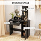 Vanity Desk with Mirror, Makeup Vanity w/ Drawer, Open Compartment and Shelves, Cabinet, Adjustable Shelves for Bedroom