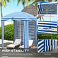 70.1" x 70.1" Blue White Stripe Cabana Umbrella with Walls