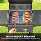 2 Burner Propane Gas Grill with Wheels, 18,400 BTU Portable BBQ Grill with Foldable Side Shelves, Warming Rack, Black