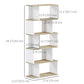 5-Tier Bookshelf, Geometric S-Shaped Bookcase, Tall Narrow Display Shelf for Living Room, Study Room, White