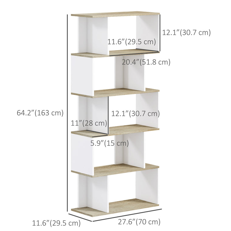 5-Tier S-Shaped Bookshelf