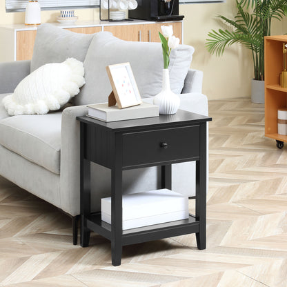 Nightstand with Drawer and Storage Shelf
