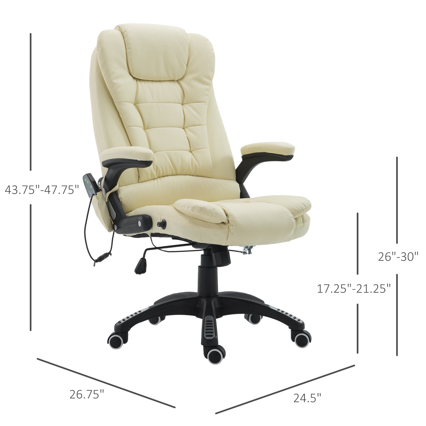 Heated Massage Executive Office Chair, Ergonomic High Back Swivel Computer Chair with Vibration, Beige