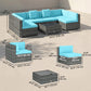 7 Piece Patio Furniture Set, PE Rattan Outdoor Conversation Set with Sectional Sofa