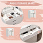 Vanity Set with Flip Top Mirror, Makeup Vanity Desk with Stool, Dressing Table with Drawer and 7 Compartments, White