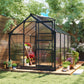 Greenhouse Garden, Green House, Outdoor Greenhouse Kit, PC Board with Sliding Door, 6.2' x 8.3' x 6.6', Grey
