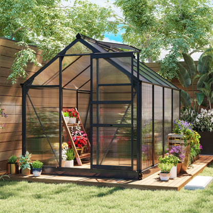 6.2' x 8.3' x 6.6' Grey PC Board Greenhouse with Sliding Door