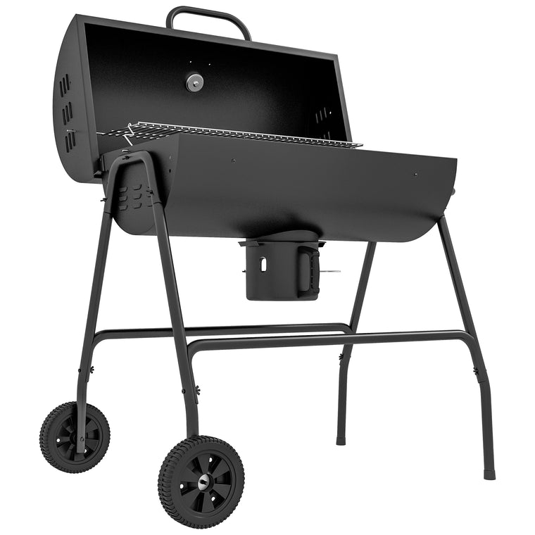Black Barrel Charcoal BBQ Smoker with Ash Catcher