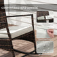 3 Piece Rocking Bistro Set, Wicker Patio Furniture with 3-Level Reclining High Back Rocking Chair and Glass Table, White