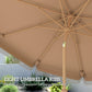 9ft Khaki Fringed Market Table Umbrella with Push Button Tilt
