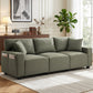 3 Seater Sofa with Storage Pockets, Modern Upholstered Couch with Pocket Springs, Green