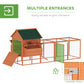137" Wooden Chicken Coop with Chicken Run, Nesting Box, Orange