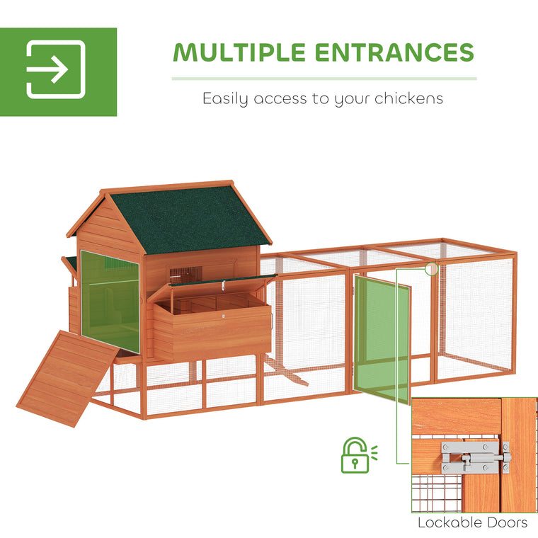 137" Orange Wooden Chicken Coop with Run & Nesting Box