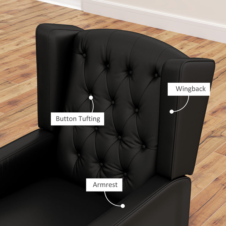 Faux Leather Accent Armchair with Thick Padding