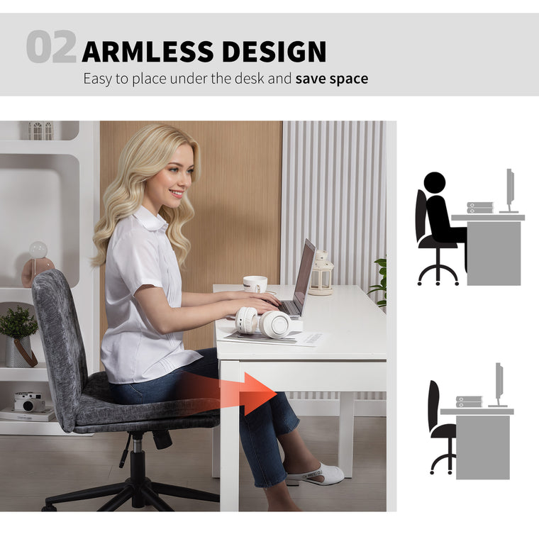 Armless Criss Cross Office Chair with Wheels