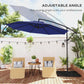 9.6ft Offset Patio Umbrella Garden Hanging Parasol Banana Cantilever Umbrella with Base, Crank, Navy Blue