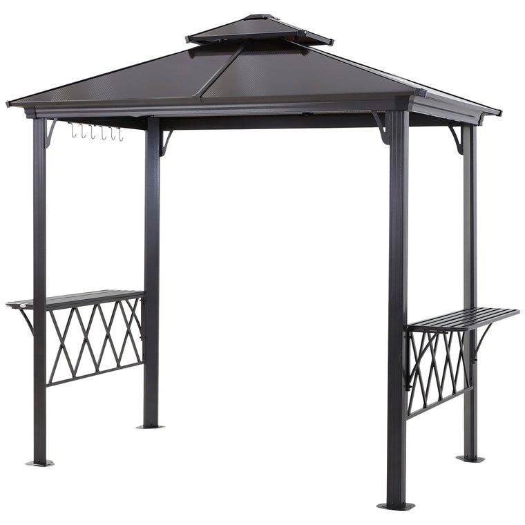 Coffee Hardtop Grill Gazebo with Vented PC Roof