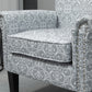 Upholstered Accent Chair, Single Armchair with Soft Linen Touch Fabric, Rolled Armrest with Nailhead Trim, Grey