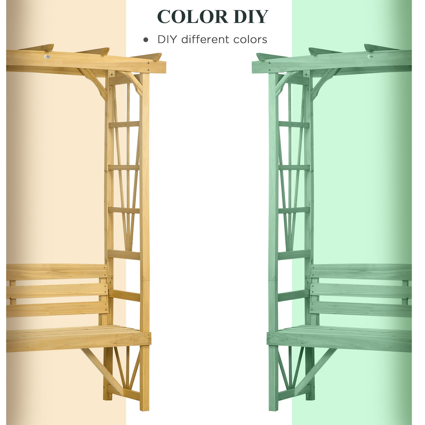 Patio Wooden Bench, Outdoor Bench for Vines/Climbing Plants, Light Brown