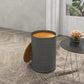 Round Side Table Set of 2, Nesting Coffee Tables w/ Wooden Lid, Galvanized Sheet Frame and Hidden Storage Space, Grey