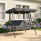 3-Seater Outdoor Porch Swing with Adjustable Canopy, Patio Swing Chair for Garden, Poolside, Backyard, Red