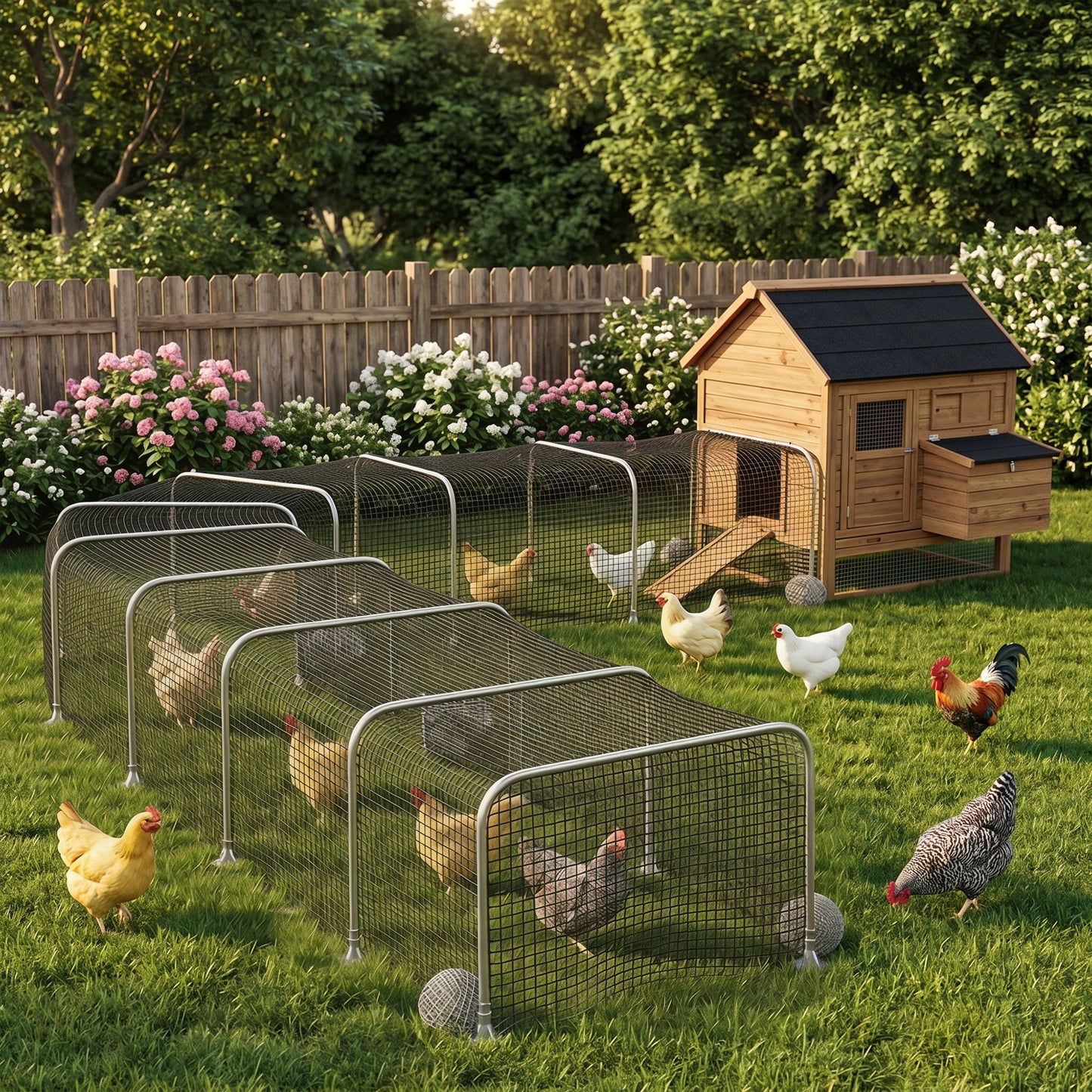 Extra Long Chicken Tunnel for Outside, 354" x 39" Galvanized Steel Chicken Run for 10-15 Chickens or Ducks
