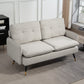 55" Loveseat Sofa, Linen Love Seat w/ S spring, Steel Legs and Button Tufting, Small Couch for Living Room, Cream White