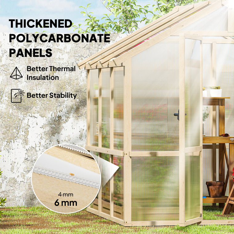 6.6' x 6' Brown Polycarbonate Greenhouse with Lockable Door