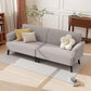 Modern Couch, 3 Seater Sofa, Corduroy Loveseat with Rubberwood Legs and Extra-Wide Seat, Light Grey